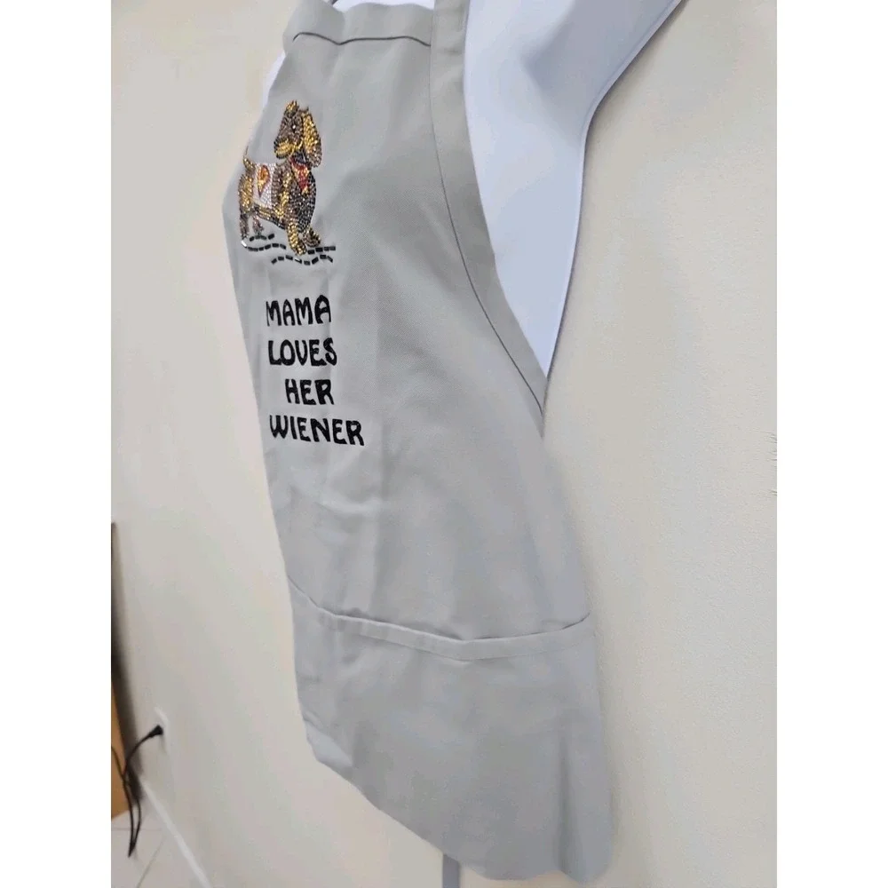 Apron Dog Mama Loves Her WeinerDog Dachshund Cooking Art Crafts Kitchen Pockets